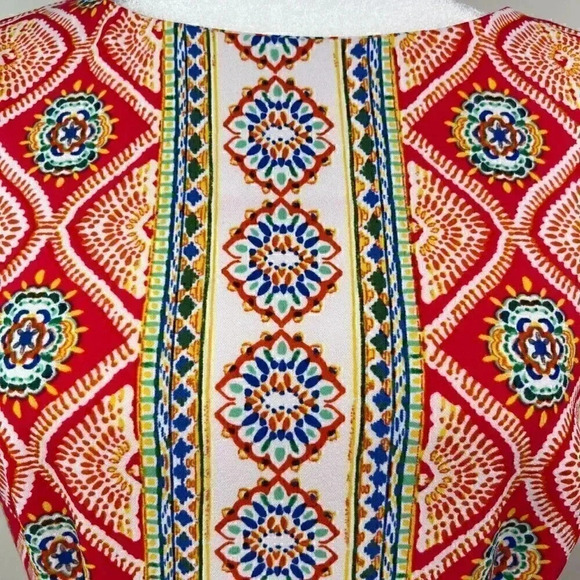 R&K Sleeveless Colorful Pattern Panel Dress - Pink, Blue, Yellow, White - 4 - Picture 7 of 14